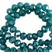 Top Glas Facett Glasschliffperlen 6x4mm rondellen Danube blue-pearl shine coating